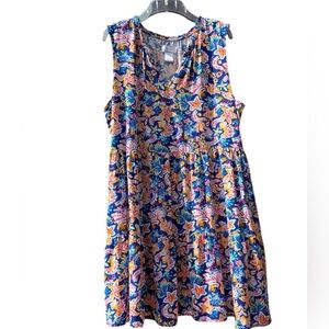 STELLA PARKER Vibrant Patterned Sleeveless Sundress Swim Cover Up Dress Size XXL